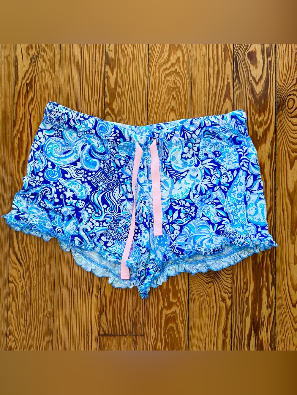 Lilly Pulitzer Ruffle Pajama Short Set & Tank Royal Purple 60 Animals Small